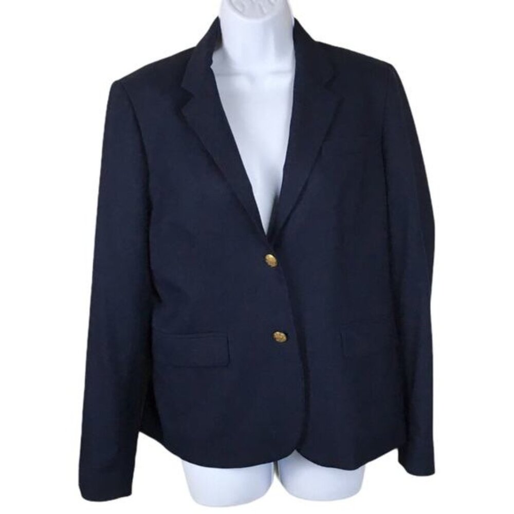 J. Crew Schoolboy Blazer Navy Gold Button Suit Jacket Women's 8 Dark Academia